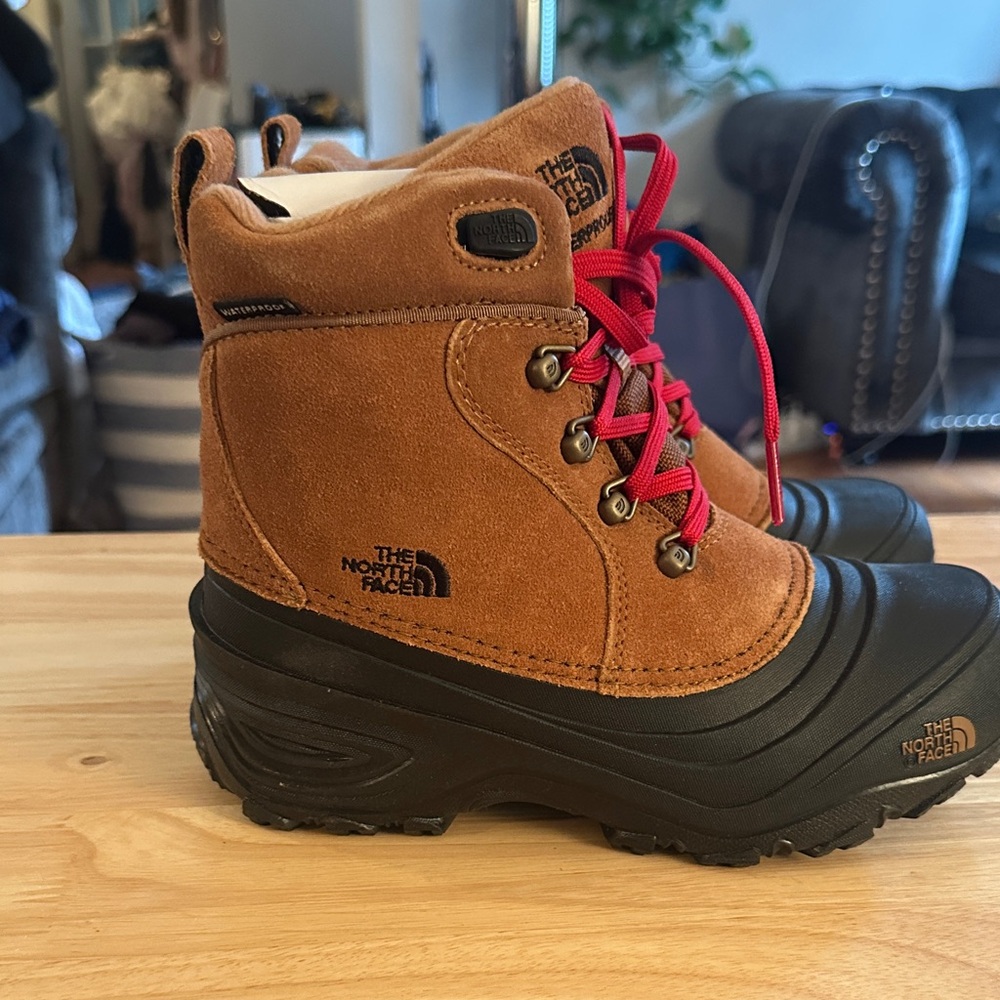 The North Face Tan and Black Boots with Red Laces
